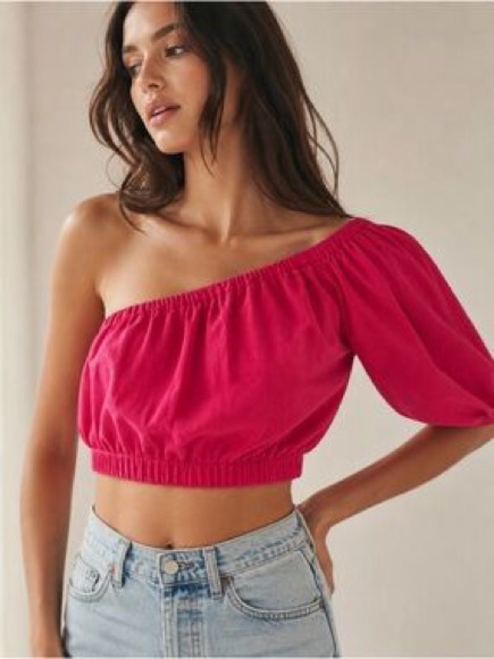 Abercrombie & Fitcch One-Shoulder Cropped Blouse Womens Large